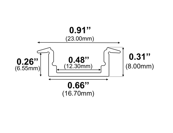 8ft (94'') Recessed Black LED Channel - (1972B)